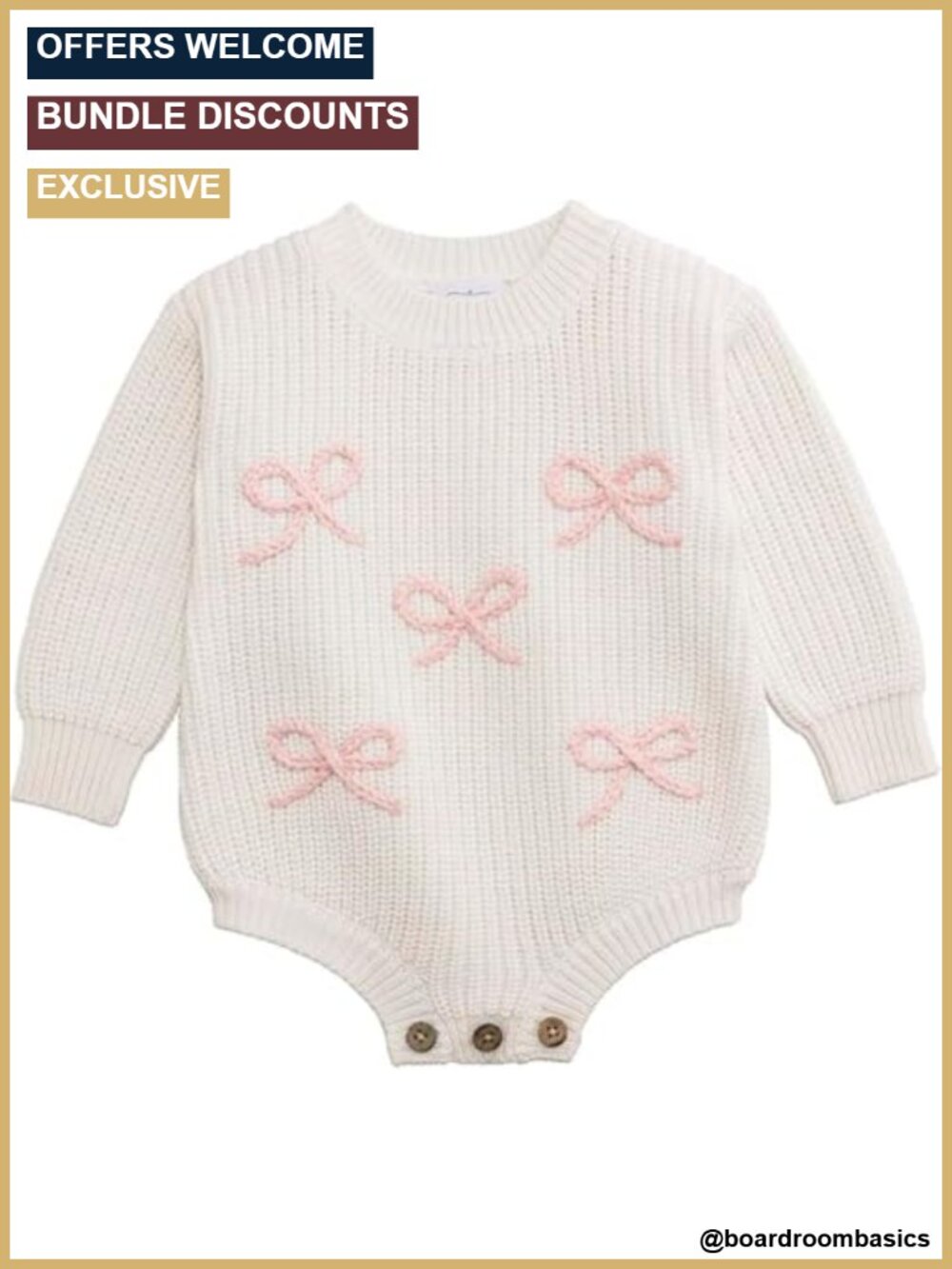 Girls Long Sleeve Sweater Knit Bubble with Chainstitch Bows